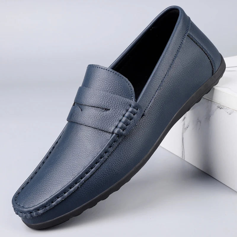 Spring Autumn Mens Casual Leather Loafers Men Loafer Shoes Mocasines Hombre Mocassini White Black Slip-On Big Size Dropshipping