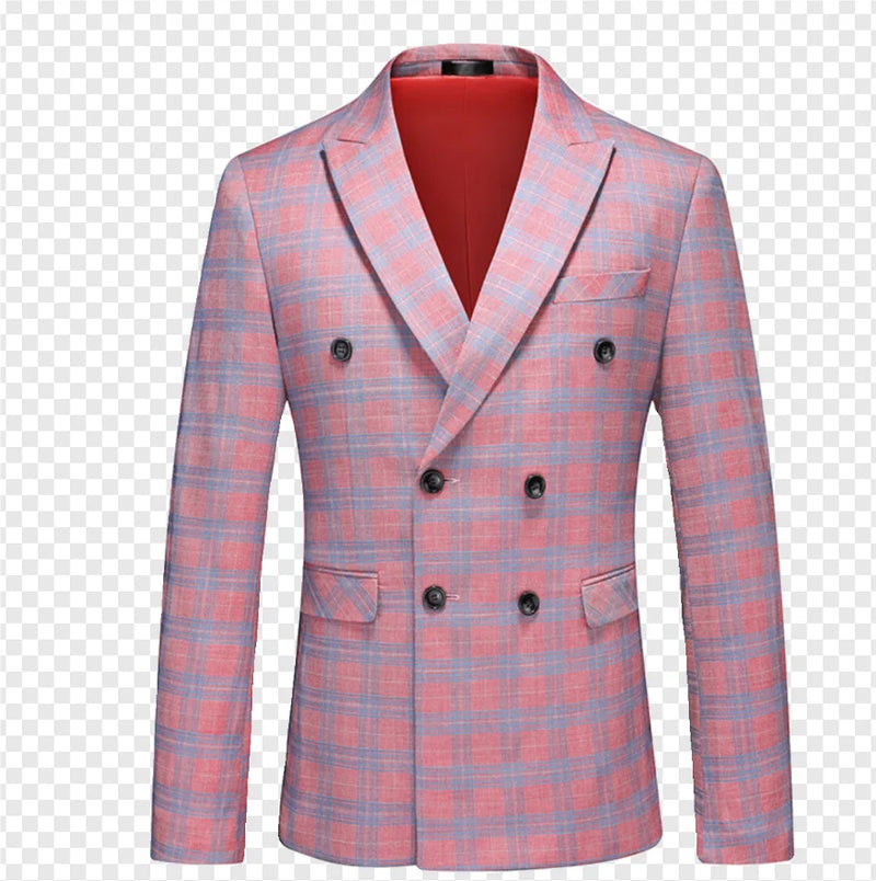 Men's Black White Plaid Long Sleeve Blazers, Fashion Slim Fit Suit Jacket, Wedding Party Tops Coat, Asian Size M6XL