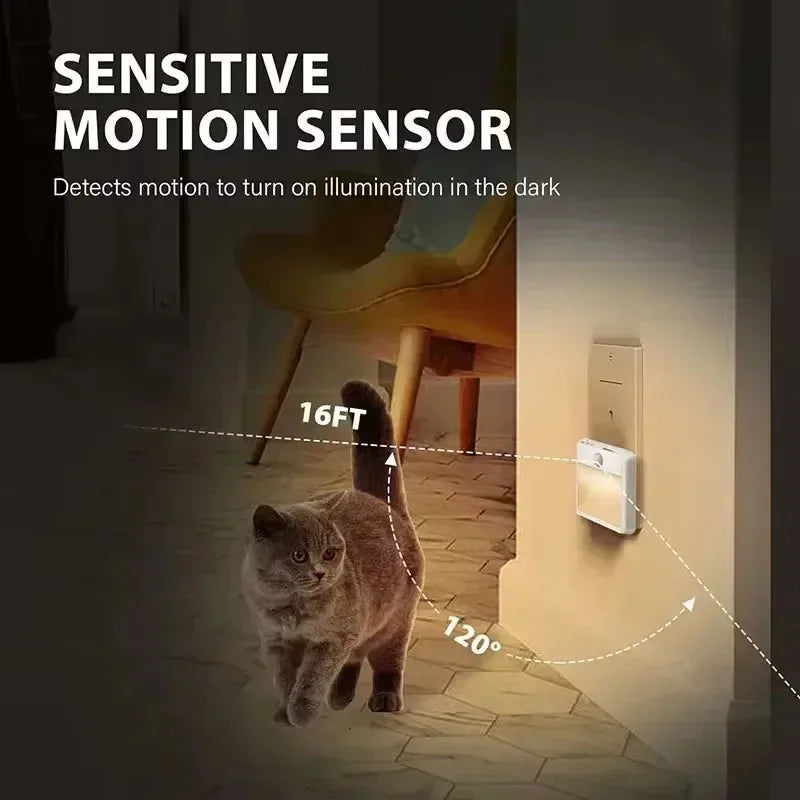 Motion Sensor Night Light Plug in Auto Off Timer 5 Level Dimmable Motion Sensor LED Lamp Soft Warm Light for Hallway Bathroom ﻿