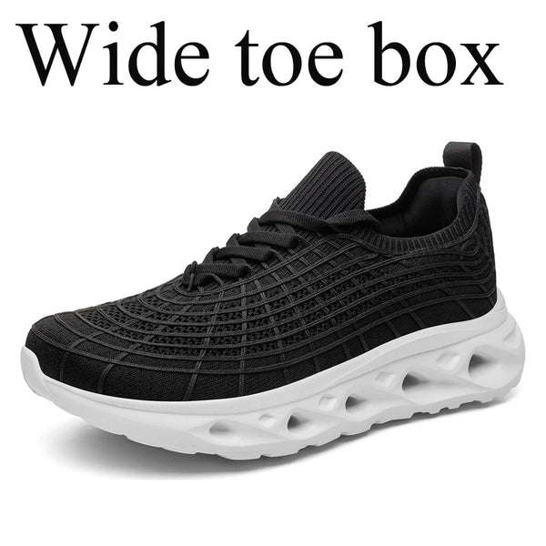 Men Wide Toe Box Knit Sneakers Stretch Breathable Casual Walking Shoes Roomy Fit for Swollen Feet Edema Bunions Athletic Shoes