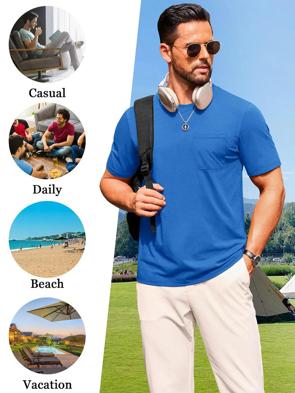 TACVASEN Men's Quick Dry T-Shirt UV Protection Short Sleeve Summer Tee With Pocket Breathable  Hiking Fishing Performance Top