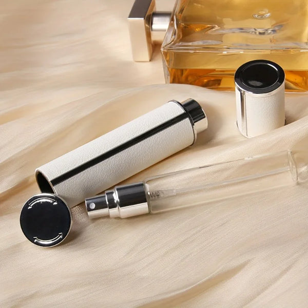 Premium Matte Mini Perfume Atomizer 1pc 10ml, LeakProof Nozzle, Metal Matte Material, Glass Inner Bottle, white、black and orange