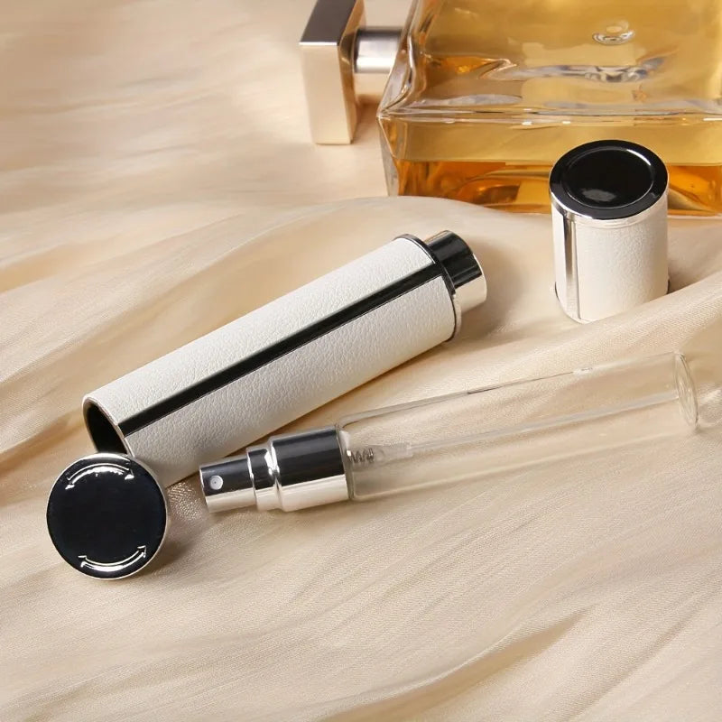 Premium Matte Mini Perfume Atomizer 1pc 10ml, LeakProof Nozzle, Metal Matte Material, Glass Inner Bottle, white、black and orange