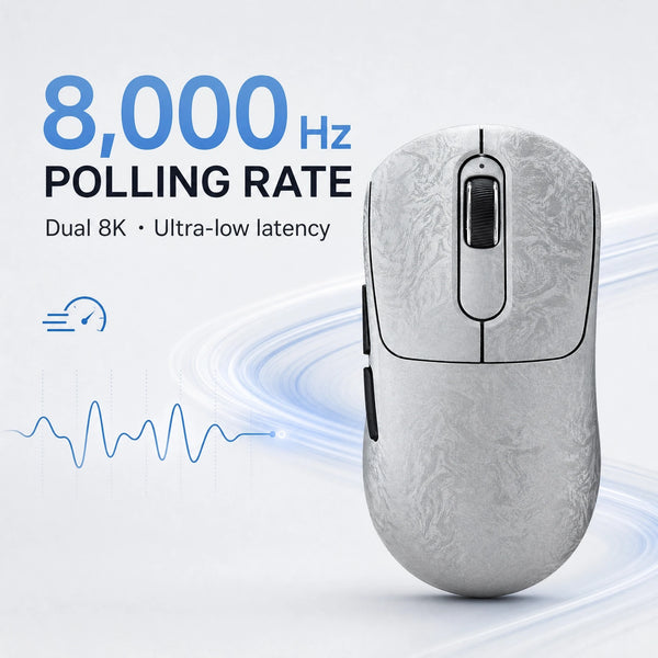 Akko GO Wireless Gaming Mouse Carbon Fiber PAW3955/3950/3315 Sensor 55g Lightweight Dual 8K Polling Rate 65000DPI Esports Mice