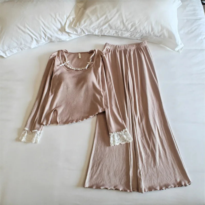 Warm Pyjamas Femme New Winter Sleepwear For Sleeping Thick Island Velvet Pajama Sets Chest Pad Top Home Suit For Women Clothes