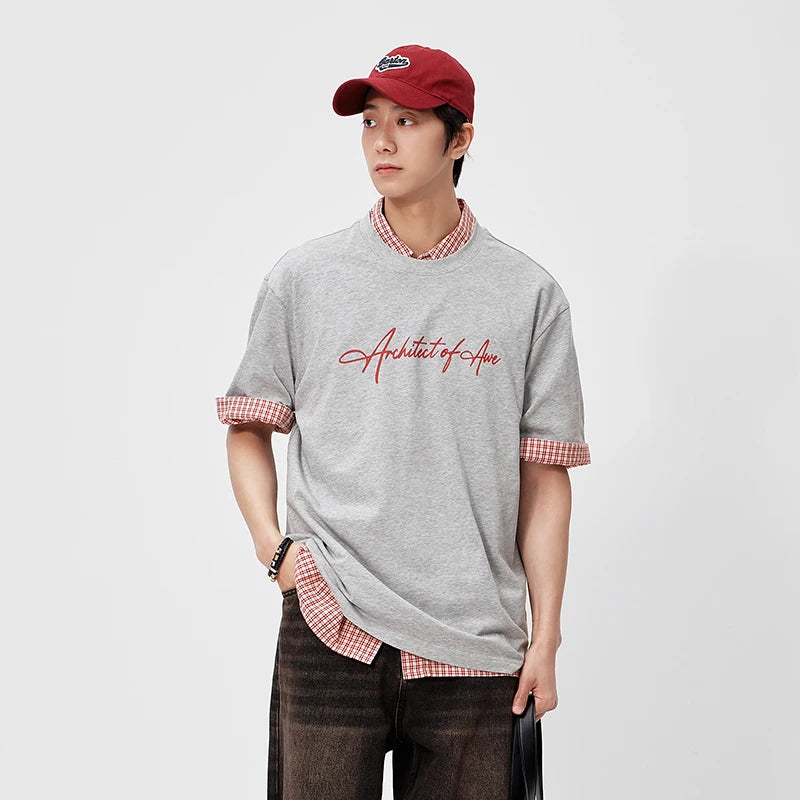 Semir Mens Tshirt 2026 Trendy Hand Drawn Letter Printed Knitted Loose Crew Neck Casual Fashion