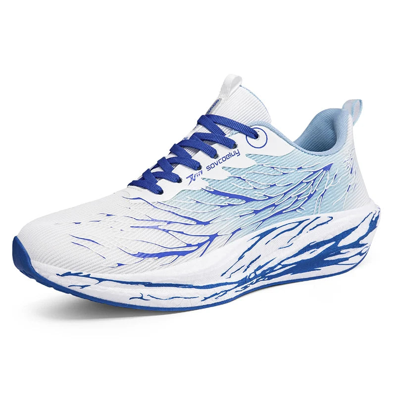 Mens Running Shoes Couples Breathable Mesh Lace-up Thick Sole Flat Comfortable Outdoor Casual Sneakers Trendy Tennis Shoes Man
