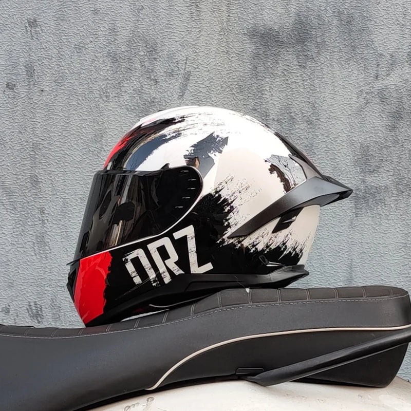 ORZ Full Face Motorcycle Helmet with Big Spoiler DOT Approved Racing Motorbike Helmet for Men Women