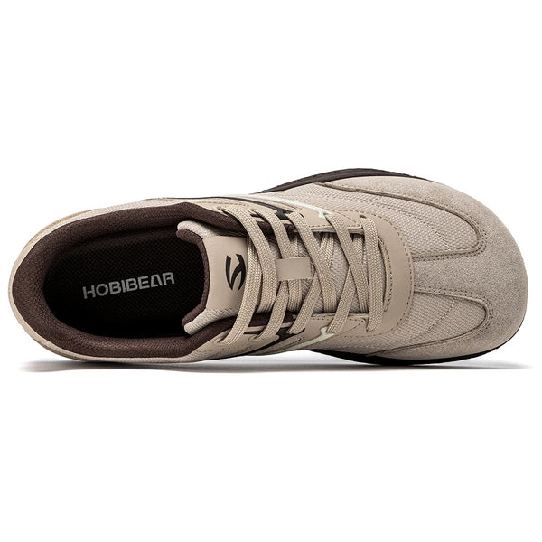 HOBIBEAR Barefoot Wide Width Shoes Unisex Artificial Leather Minimalist Sneakers Lace-Up Retro Walking Shoes for Women Men