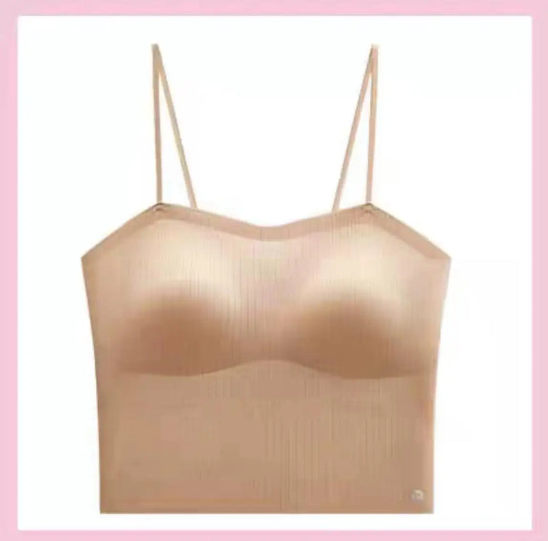 Spring Summer Sleepwear Seamless Versatile Suspender Underwear Chest Pad Integrated Bra Vest Women One Piece Pajamas Top
