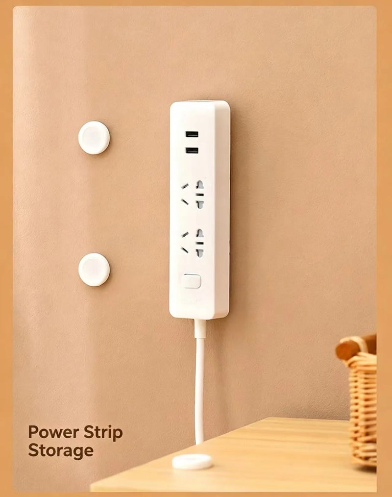 2 Circular Magnetic Hooks with No Drilling for Bedroom Remote Control Storage, Wall Mounted Router Socket Holder