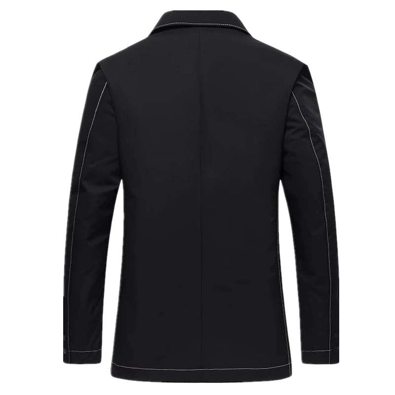 Men's Black Blazers, Two-button V-collar Coat, Left and Right External Patch Pocket Decoration, Fashion Gray Suit Jacket, M-4XL