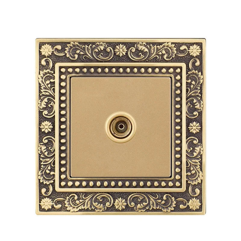 Luxury European retro Metal Button Switch panel,EU France Standard copper Wall socket,Universal light home switch power outlet