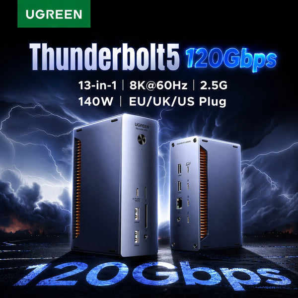 UGREEN Thunderbolt 5 Docking Station 8K60Hz 120Gbps 2.5GbE RJ45 SD&TF 3.5mm for MacBook Laptop Dell XPS Razer Blade 18 USB-C HUB