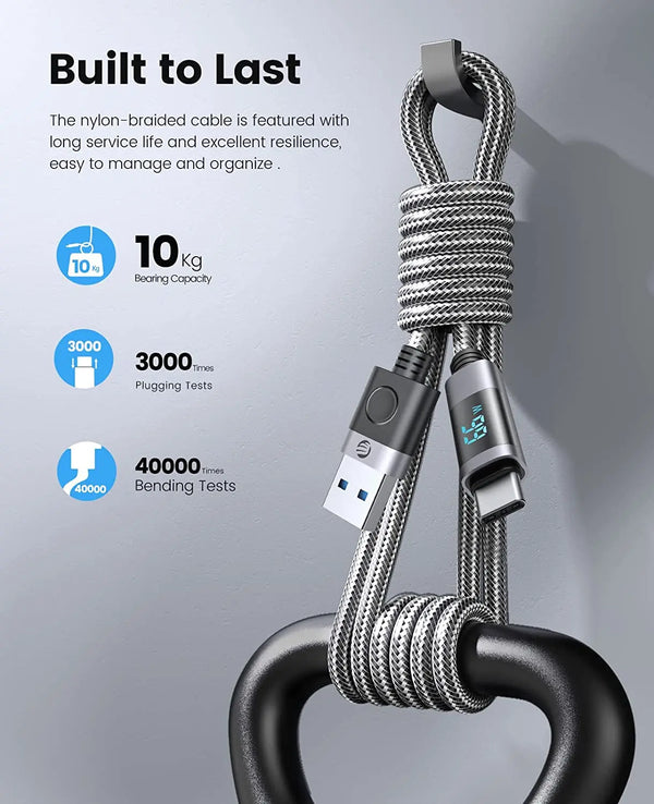 ORICO 66W USB Cable 6A Fast Charging Charger Wire Cord For Huawei P40 LED Data USB C Phone Cable Kit For Xiaomi Mi 10 Samsung S2