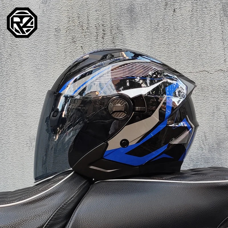 ORZ Motorcycle half Helmets Dual Lens Scooter Moto Helmet Casco village Riding capacete de moto motocross Helmets
