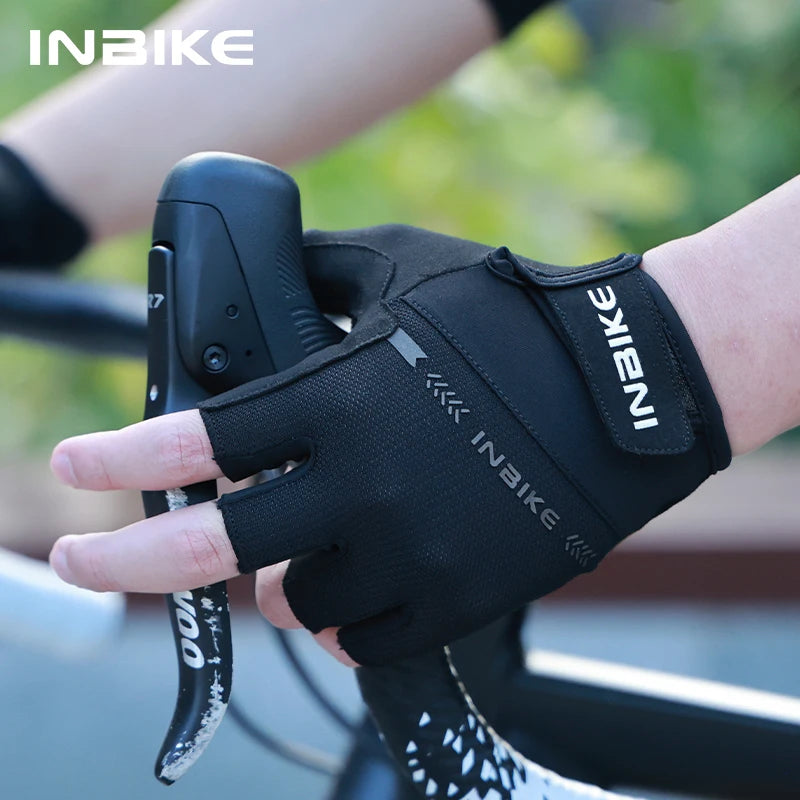 INBIKE New MTB Cycling Gloves Half Finger Bicycle Gloves Anti-Slip Shock Absorbing Padded Road Bike Biking Gloves for Men Women