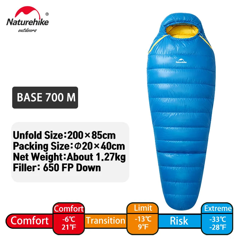 Naturehike Snow Bird Base Sleeping Bag -16℃ Cold-Proof Outdoor Hiking Breathable Mummy Camping Gear Windproof Fully Covered Tour