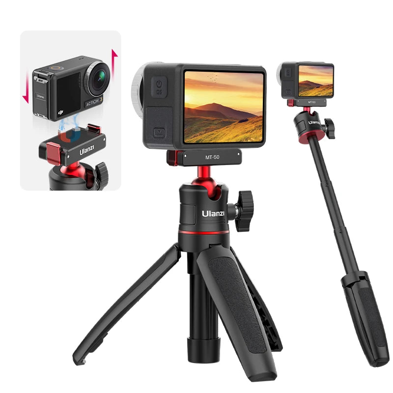 ជើងកាមេរ៉ា Ulanzi MT-50 ម៉ាញេទិកសម្រាប់ DJI Osmo Action 3 ក្បាលបាល់ដែលអាចពង្រីកបានសម្រាប់គ្រឿងបន្លាស់ DJI Action 3