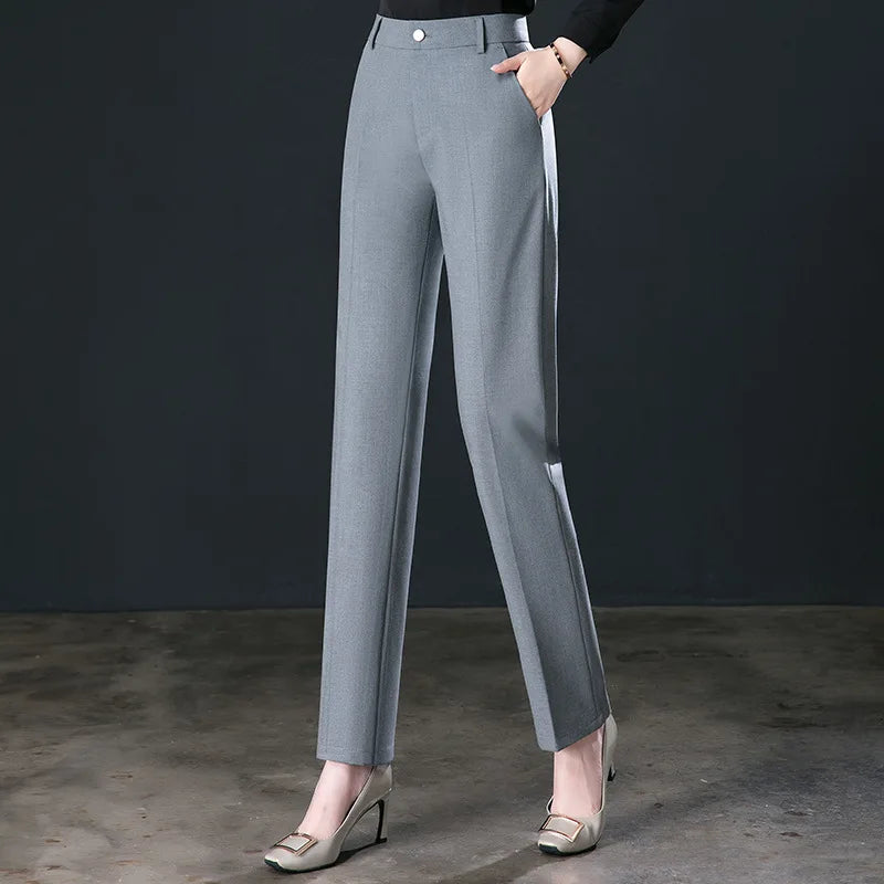 2026 New Women's Suit Pants, Black Gray Khaki Pantalones Spring Female Slim Trousers, Asian Size 26 27 28 29 30 31 32 33