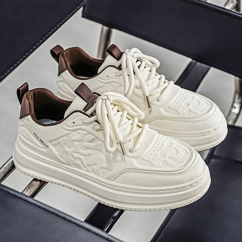 Men's flat casual shoes four seasons breathable light thick-sole non-slip comfort outdoor running sneakers fashion walking shoes
