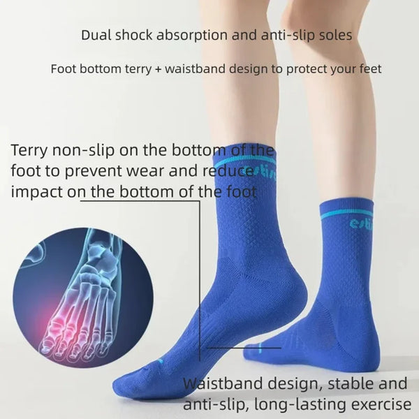 WRELS 1/2/3 Pairs Hiking Socks Cushioned Anti‑Blister Athletic Socks Men Moisture Wicking Breathable Running Compression Socks