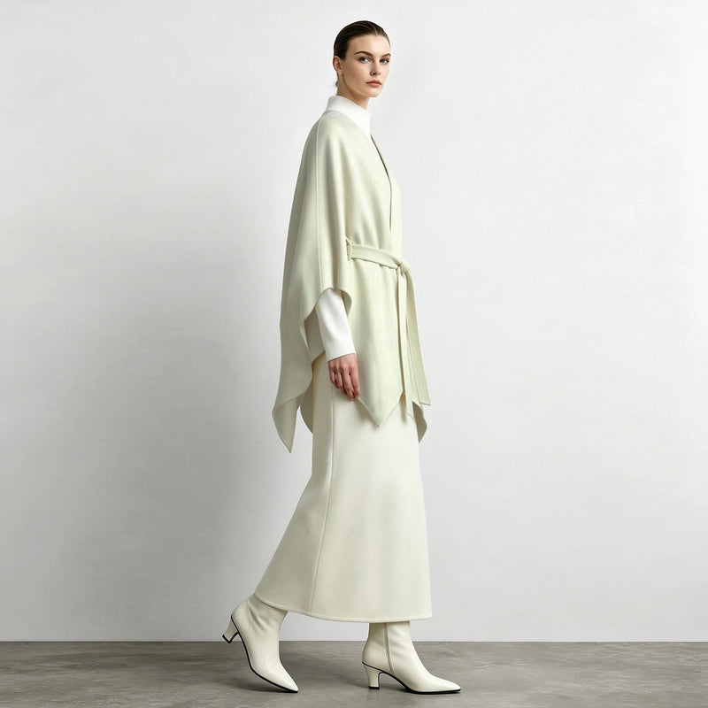អាវរោមចៀម Amii មុខពីរ Dolman Cape V-Neck Belted Oversized Minimalist Commuter អាវធំរដូវរងាសម្រាប់ស្ត្រីឆ្នាំ ២០២៦ 12654017