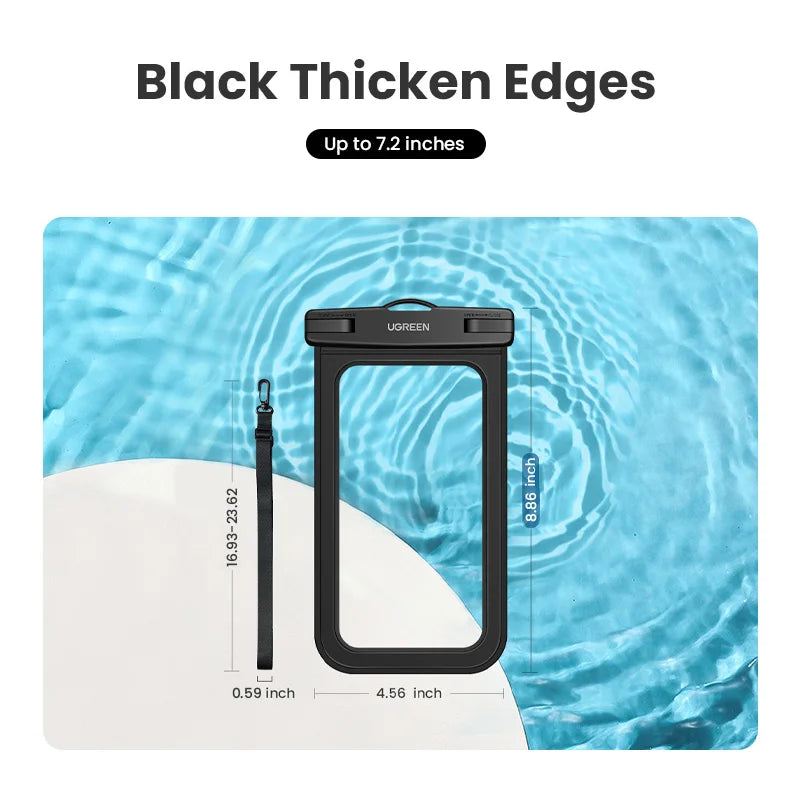 UGREEN 7.2 inch IPX8 Waterproof Phone Case Bag For iPhone 16 15 14 13 12 Pro Max Samsung Universal Swimming Protective Pouch Bag