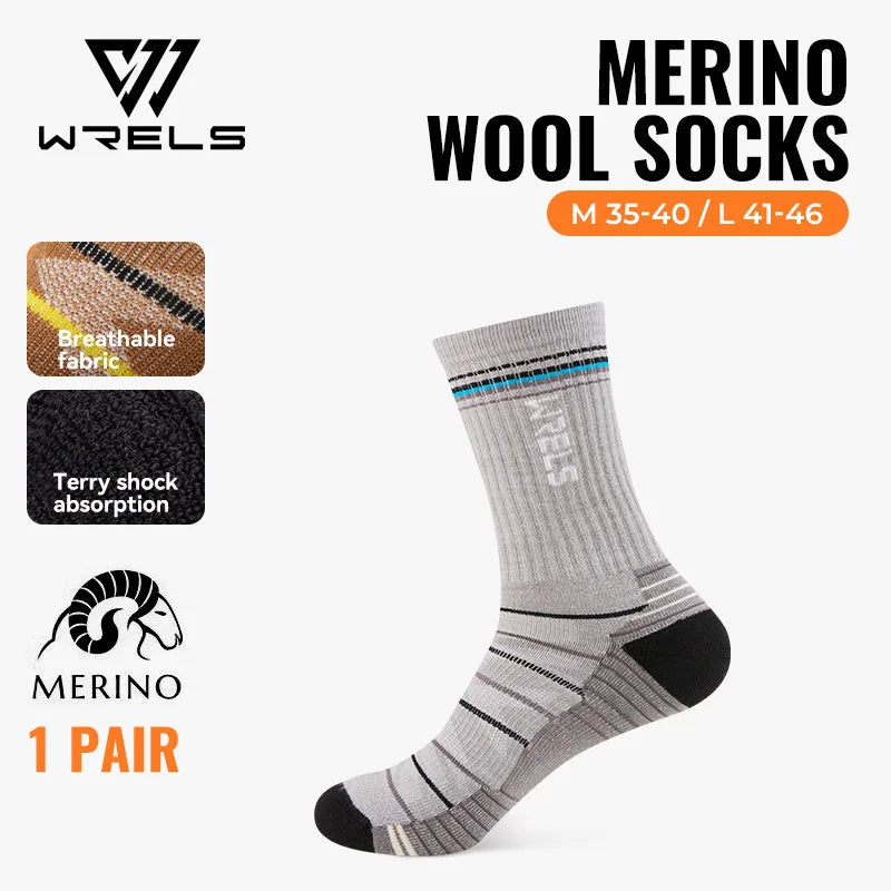 WRELS 1/2/3pairs Merino Wool Hiking Socks Warm Thermal Winter Moisture Wicking Socks Breathable Performance Wool Hiking Socks