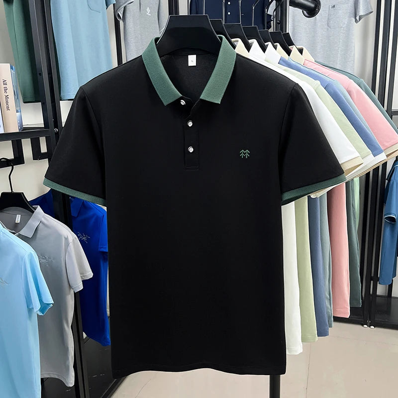 Quality Man Short-Sleeved Polo Shirt Lapel Button Pattern Printing Summer New T-Shirt Business Casual Outdoor Sports Men's Wear