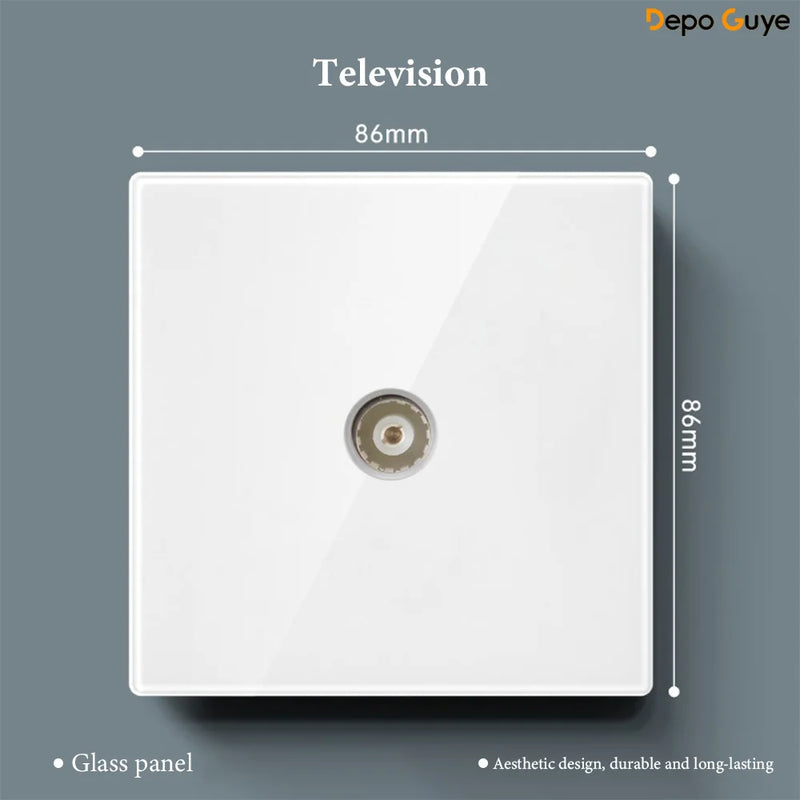 White UK 230V Tempered Glass Touch Light Switch Socket LED Wall Panel Smart Home Switches Socket Manufacturer Wholesale Supplier