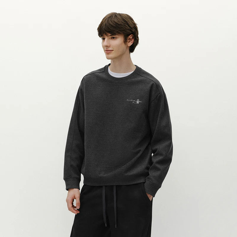 Semir Men Fleece Sweatshirt Traditional Style Embroidery Versatile Crew Neck 2026 New Winter Daily Wear Urban Casual Style