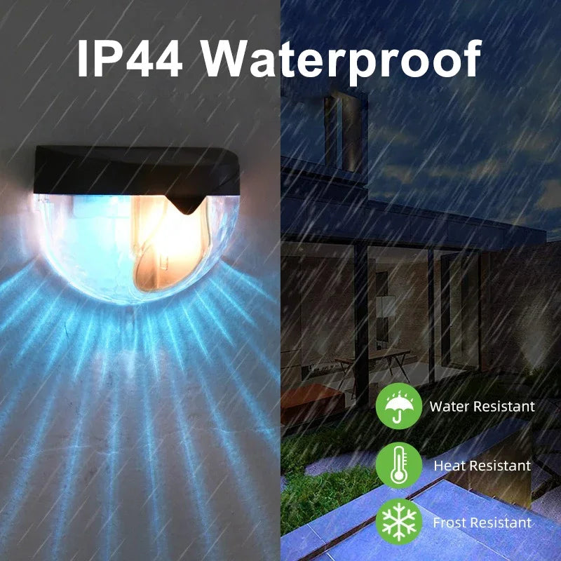 Solar Powered Outdoor Lights IP44 Waterproof Garden Decorative Solar Fence Lamp for Porch Yard Garden Fence Path