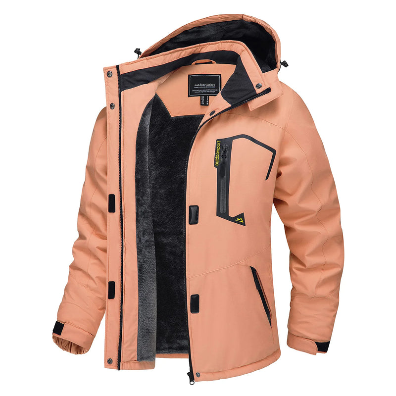 TACVASEN Women Winter Waterproof Ski Parka Jacket Thermal Fleece Windproof Casual Work Jacket Padded Snow Down Coat With Pockets