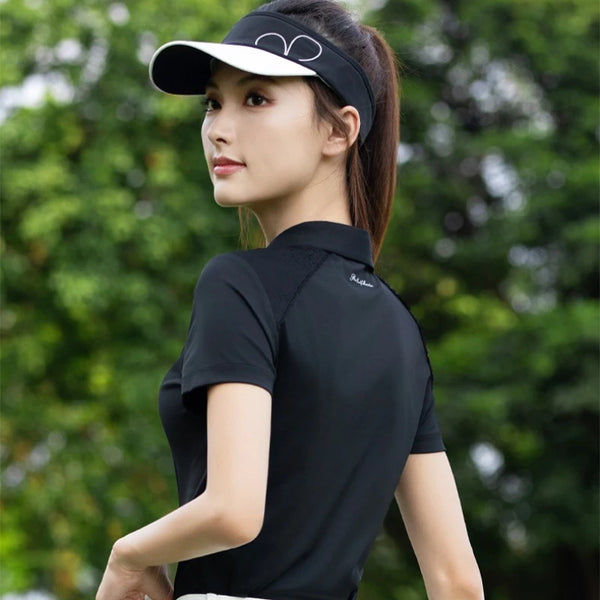 PGM Women's Golf Polo Shirts Spring/Summer Shoulder Lace Top Tennis Clothes YF887