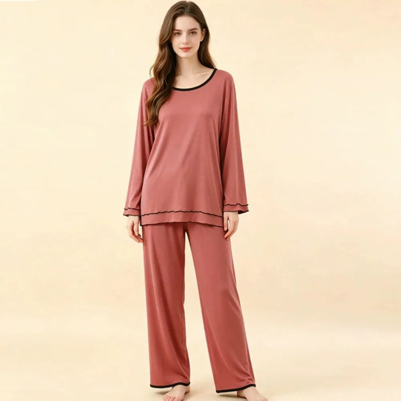 Modal Two-piece Women's Pajamas for Lady Pijama New Spring Autumn Long Sleeve Home Wear Nightwear Woman Sleepwear Pyjama Set