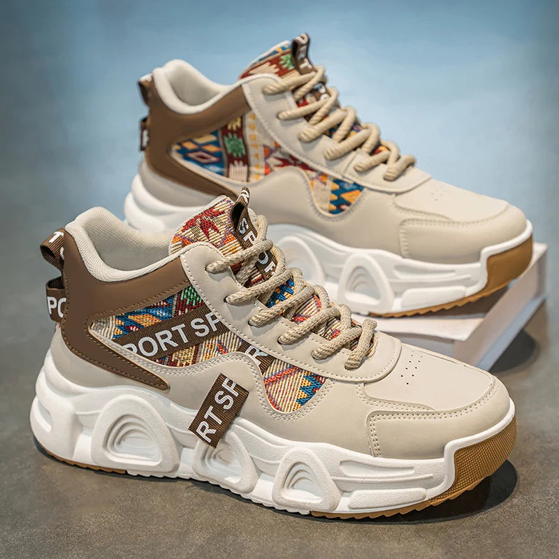 Men's high-top casual sneakers four seasons new breathable lightweight soft-sole outdoor racing running shoes speed sports shoes