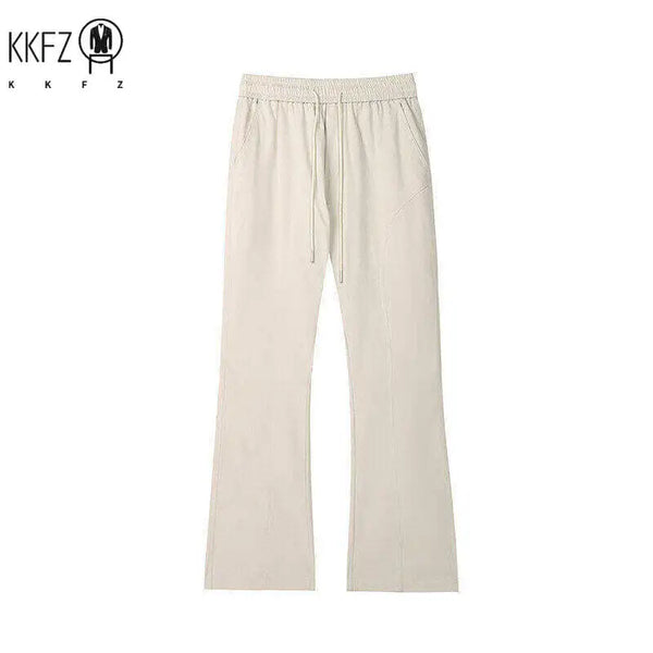 Men Elastic Waist Drawstring Wide Leg Pants Relaxed Fit Lightweight Material For Street Style Dating And Daily Commute Wear