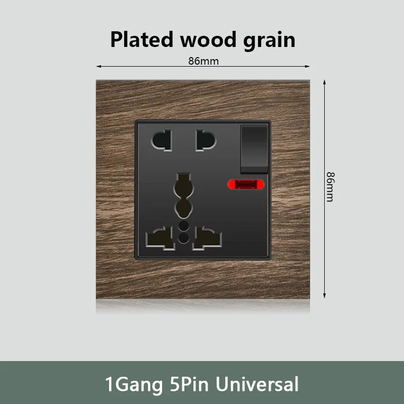 Retro Wood grain Wall Light Switch,18W Fast Type C Wall 220V Power Outlet plug,EU FR European Electrical socket with USB Charger