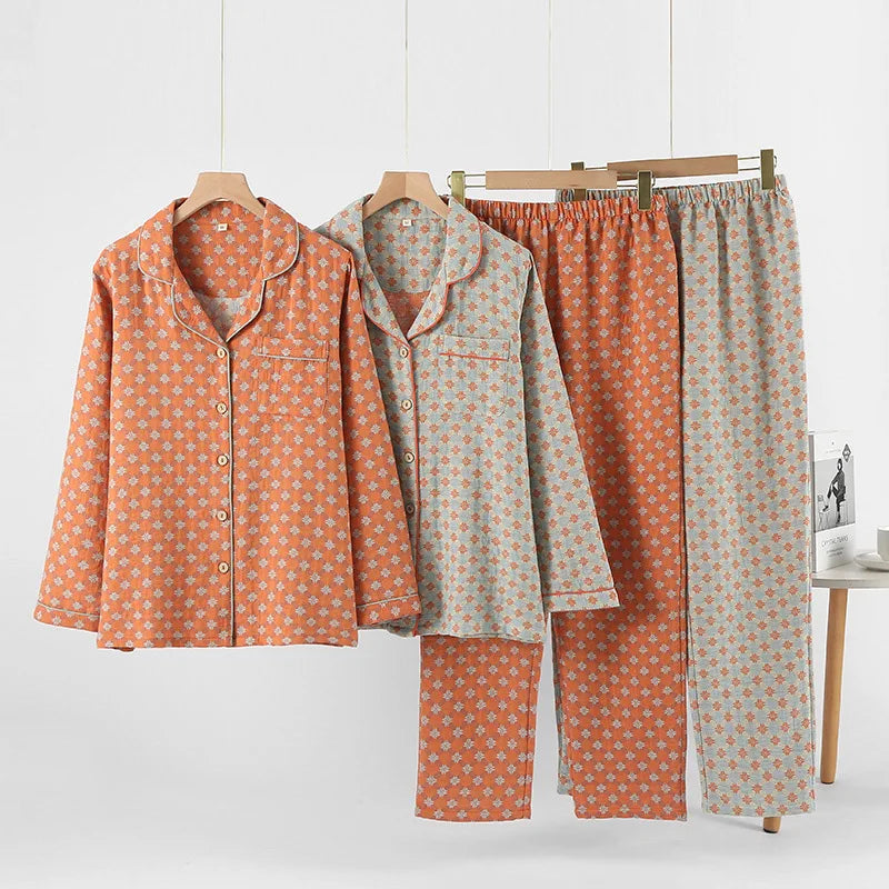 Pijama Mujer Invierno 100% Cotton High Quality Printed Sleepwear Women Spring Autumn Home Suit Femme Nightwear Pajamas Set