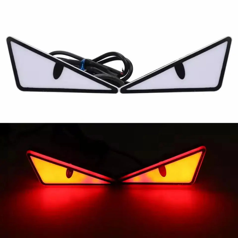 SEAMETAL 2pcs LED Devil's Eye License Plate Light Mini Turn Signal Flasher Headlight for Car Motorcycle Modified Decoration