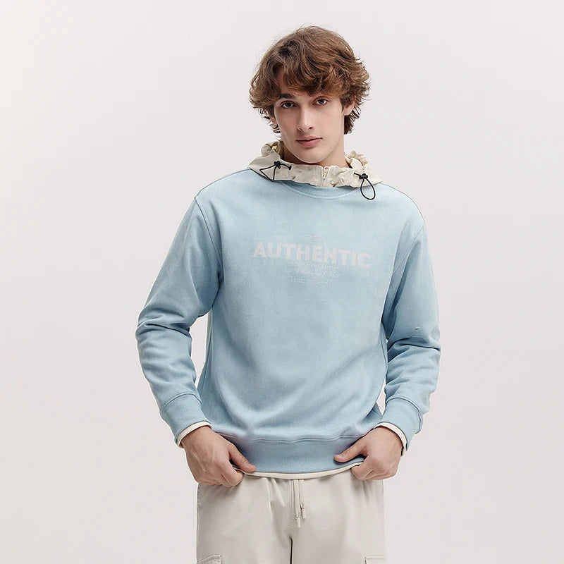 Semir Men Sweatshirt Letter Print 2026 Loose Fit Crew Neck Urban Casual Everyday Style Soft Comfortable Daily Wear Trendy