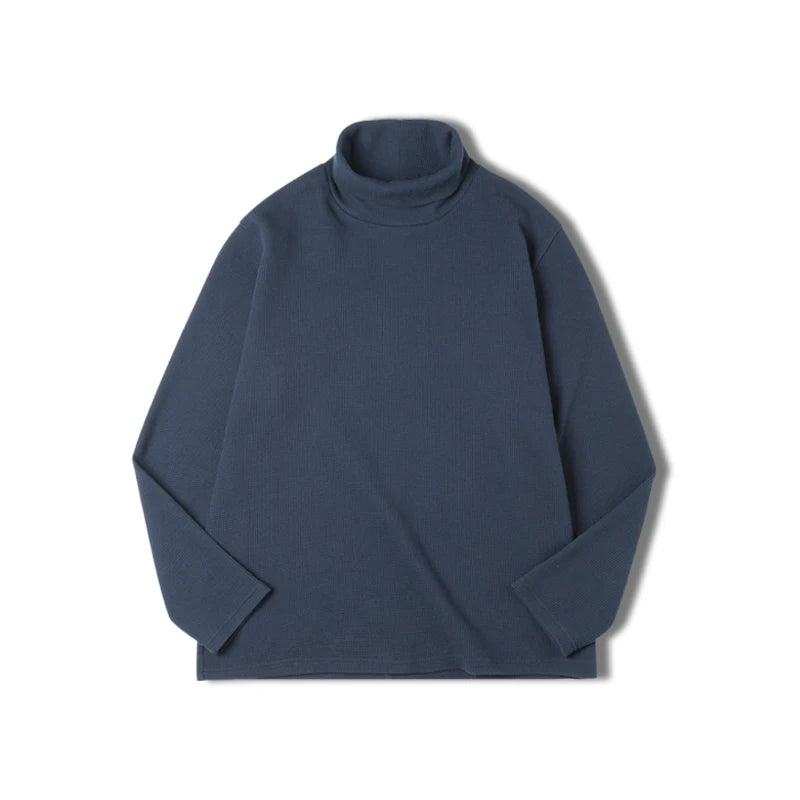 Maden Casual Gray Knitted Turtleneck Sweaters Men's Vintage 310g High Collar Waffle Pullovers Basic Fashion Black Warm Jumper