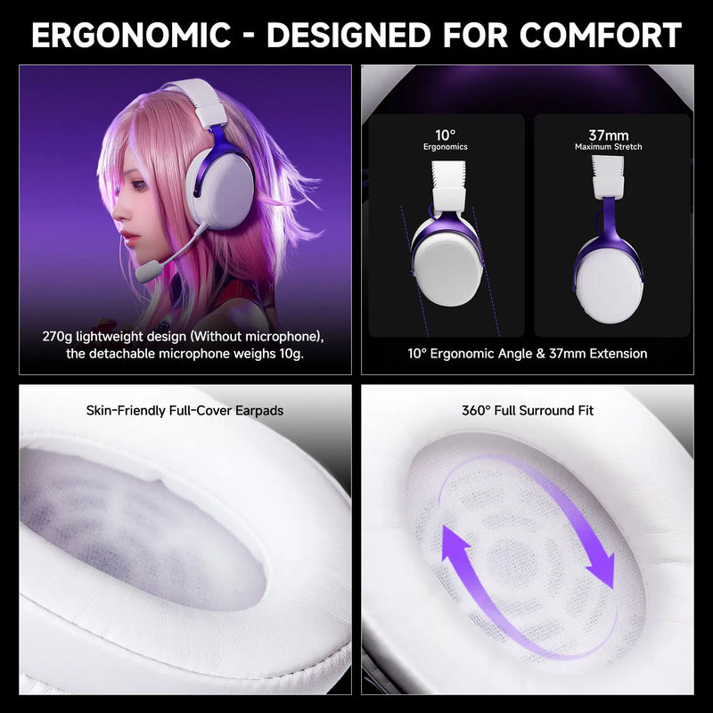 AKKO Verge S9 Ultra&Master E-Sports Headset with Mic Quad-Mode 7.1 Channel Surround Sound Pro-Tuned FPS Audio 53mm for Gamer