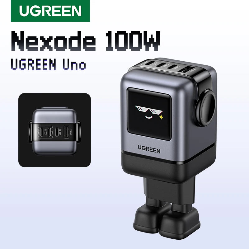 UGREEN Uno 100W GaN Charger Robot Design QC4.0 3.0 PPS PD 3.0 Fast Charger for iPhone 18 17 16 Pro Macbook Air Laptops Tablets