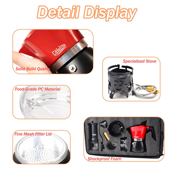 Camping Coffee Set Specialized Barista Kit Pour Over Hand Drip Tools Gas Burner Coffee Bean Grinder  Dripper Gooseneck