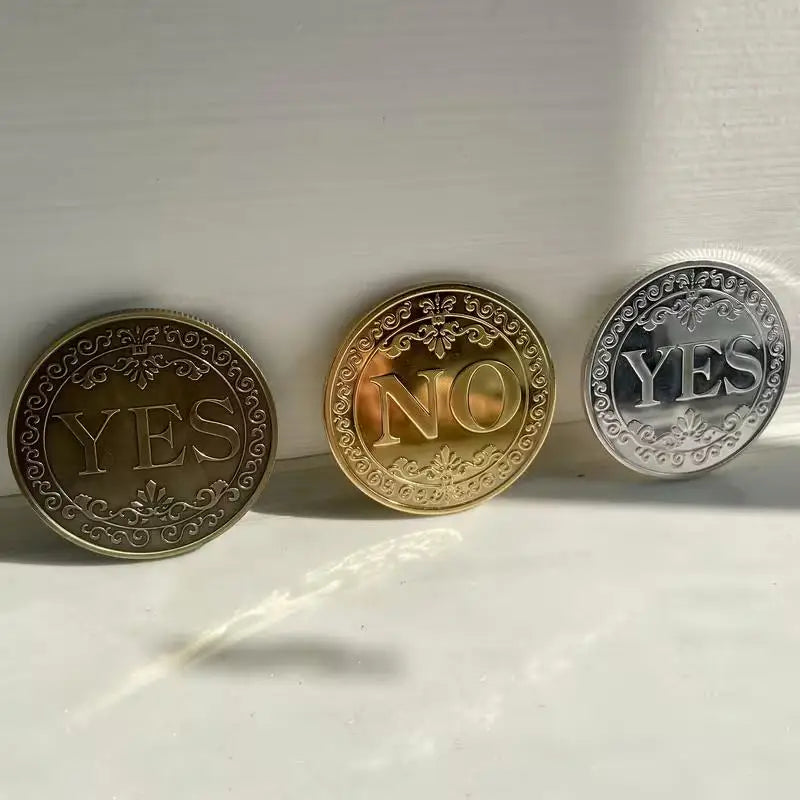 កាក់ចម្លង YES/NO 1គ្រាប់ – ស្ពាន់ពណ៌ប្រាក់-ប្រផេះ/មាស លំនាំផ្កាអនុស្សាវរីយ៍ សម្រាប់សន្សំ និងកាដូអនុស្សាវរីយ៍
