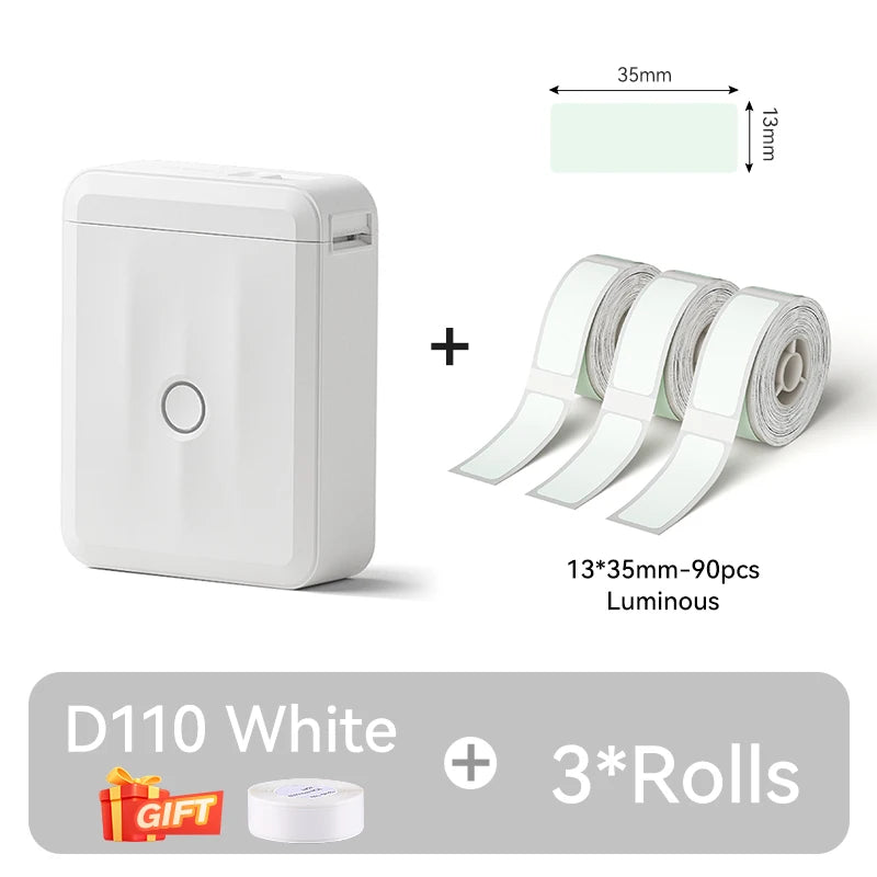 NIIMBOT D110 Thermal Label Printer Mini Portable Self-adhesive Label Maker With Tape for Home Similar to Dymo Labeling Machine