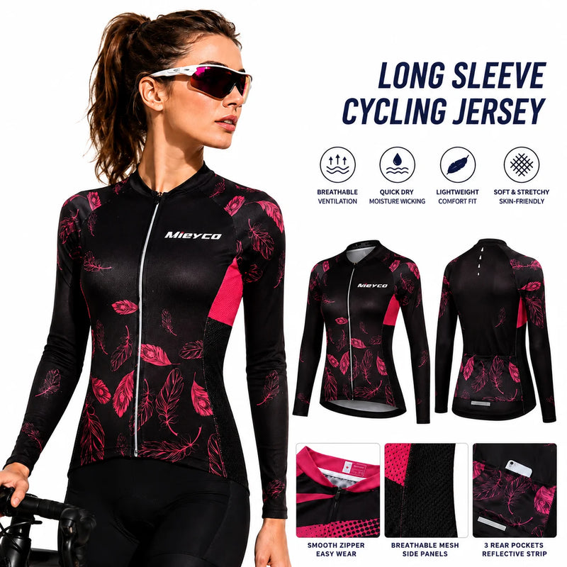 Women’s Summer Thin Long Sleeve Cycling Jersey Quick Dry Breathable MTB Road Bike Shirt Outdoor Racing Sportswear Top