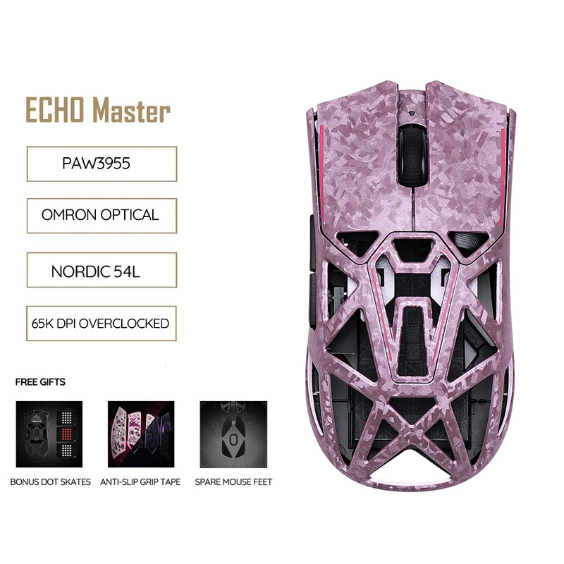 Akko Echo Master Ultra Gaming Wireless Mouse Carbon Fiber PAW3955 PAW3950 8K Polling Rate 65000DPI 55g Lightweight Esports Mouse